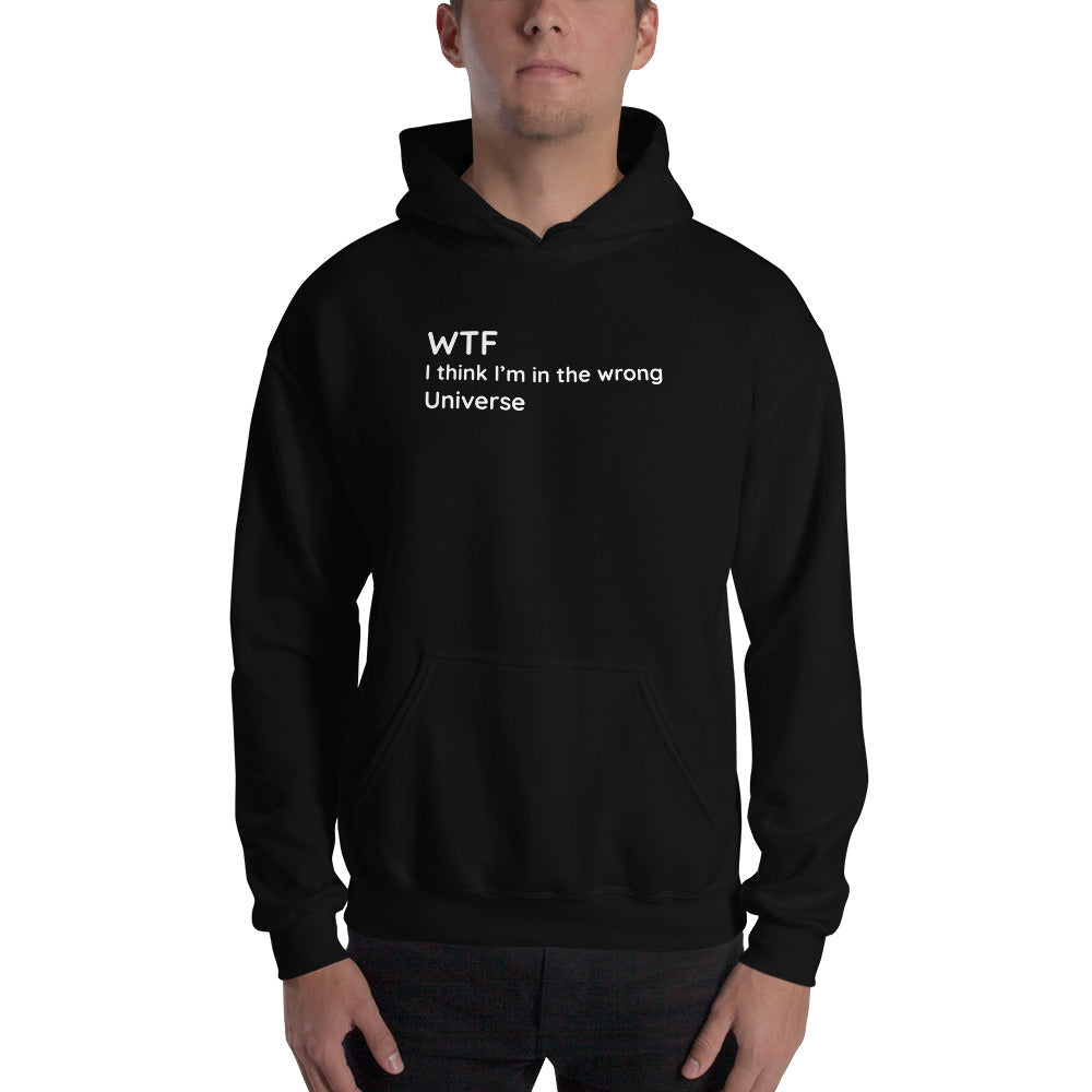 Wrong Universe - White Text - Mens Hoodie