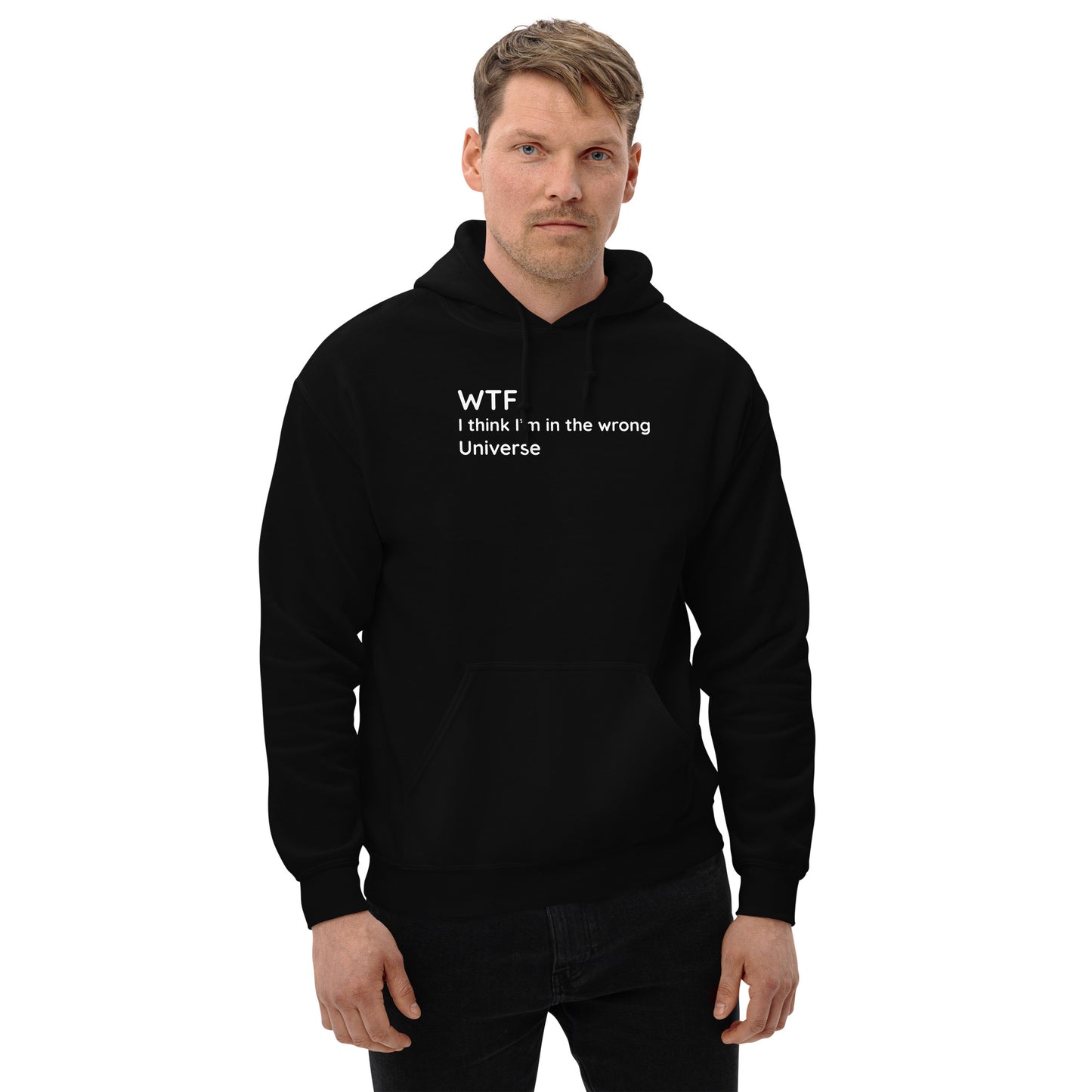 Wrong Universe - White Text - Mens Hoodie