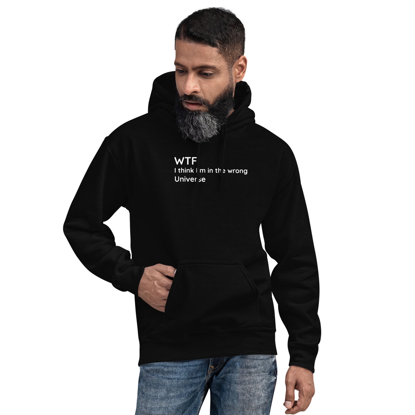 Wrong Universe - White Text - Mens Hoodie