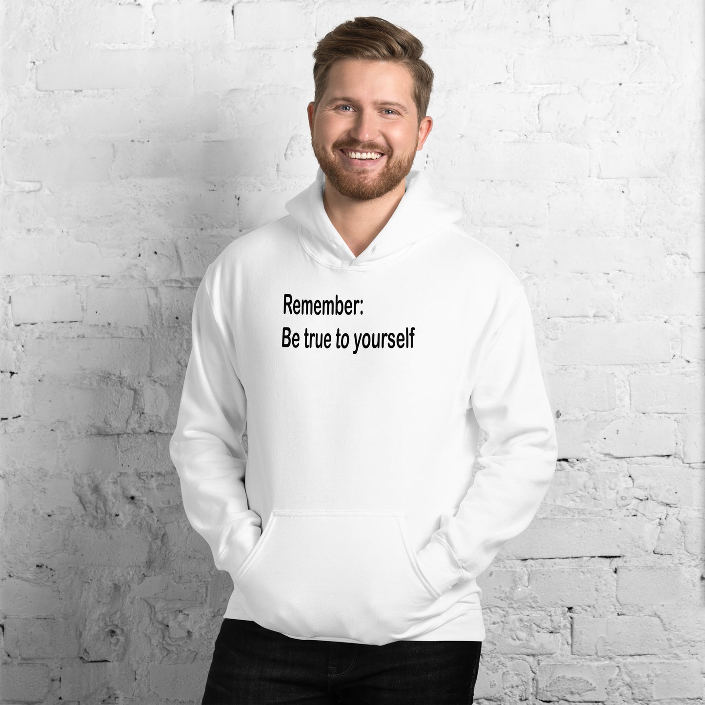 Be true to yourself - Black Text - Mens Hoodie