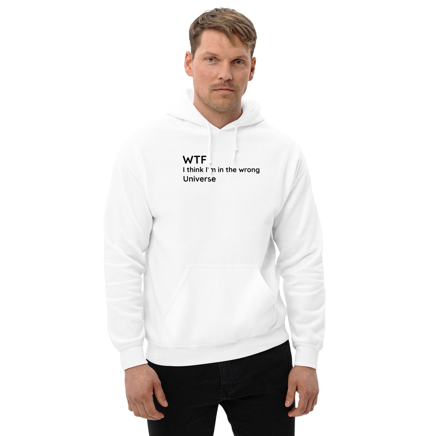 Wrong Universe - Black Text - Mens Hoodie