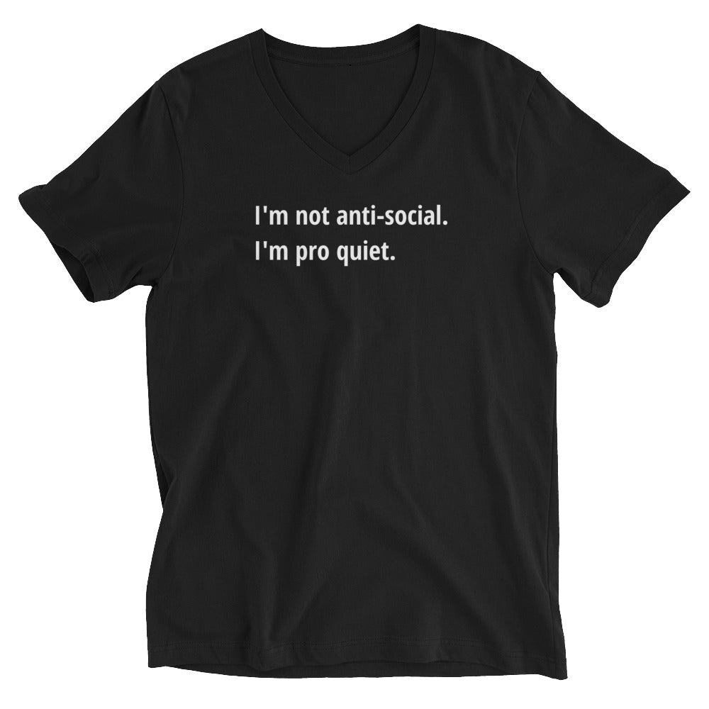 Pro Quiet - White Text - Mens V-Neck T-Shirt