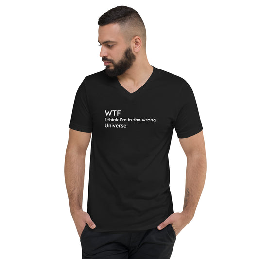 Wrong Universe - White Text - Mens V-Neck T-Shirt