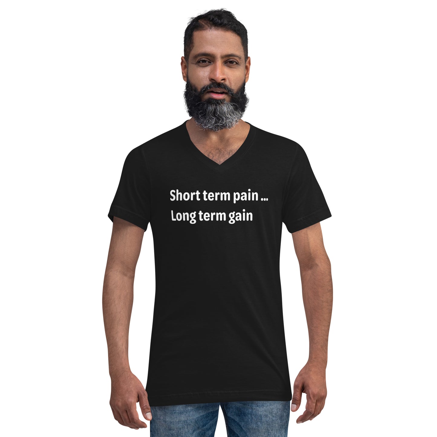 Short Term Pain - White Text - Mens V-Neck T-Shirt