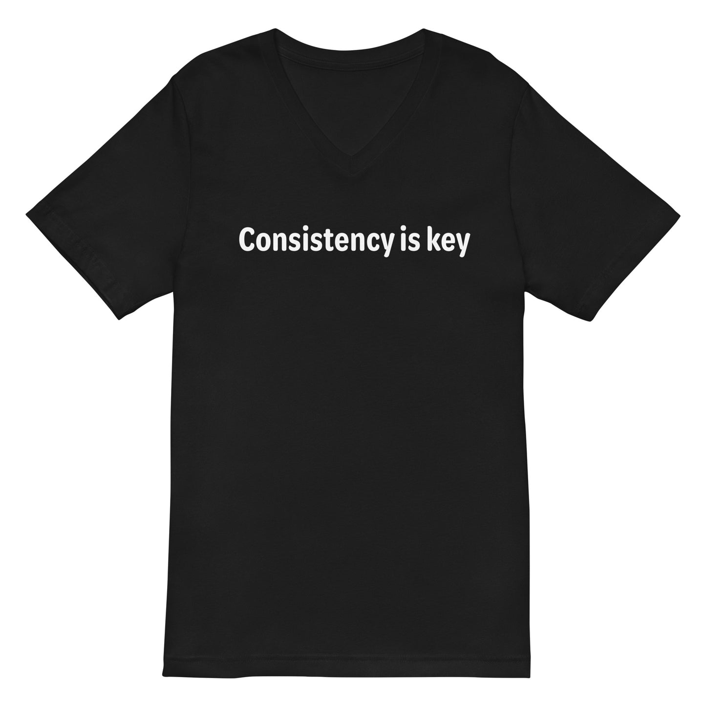 Consistency is key - White text - Mens V-Neck T-Shirt