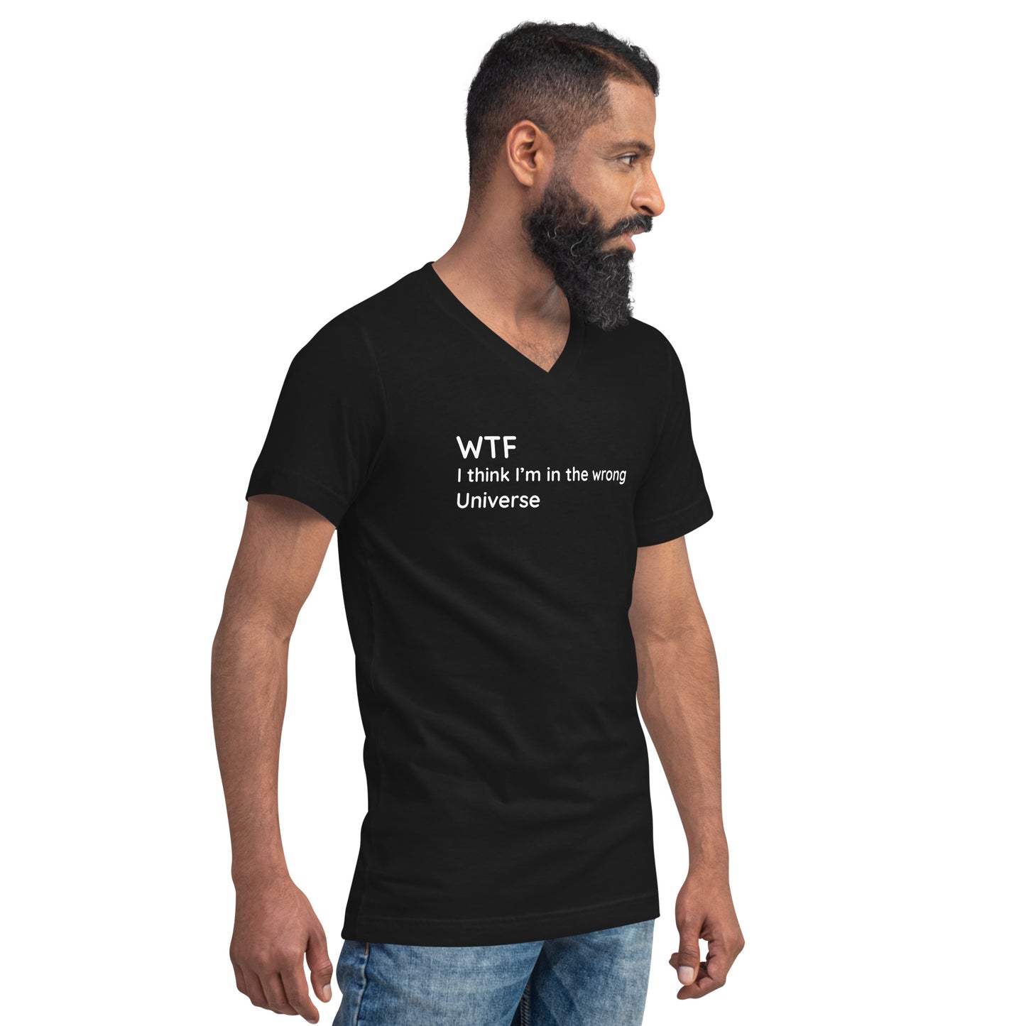 Wrong Universe - White Text - Mens V-Neck T-Shirt