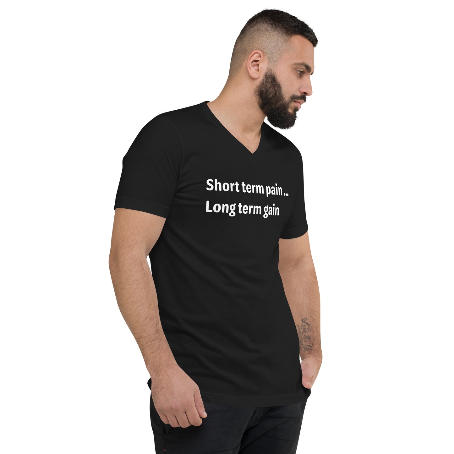 Short Term Pain - White Text - Mens V-Neck T-Shirt