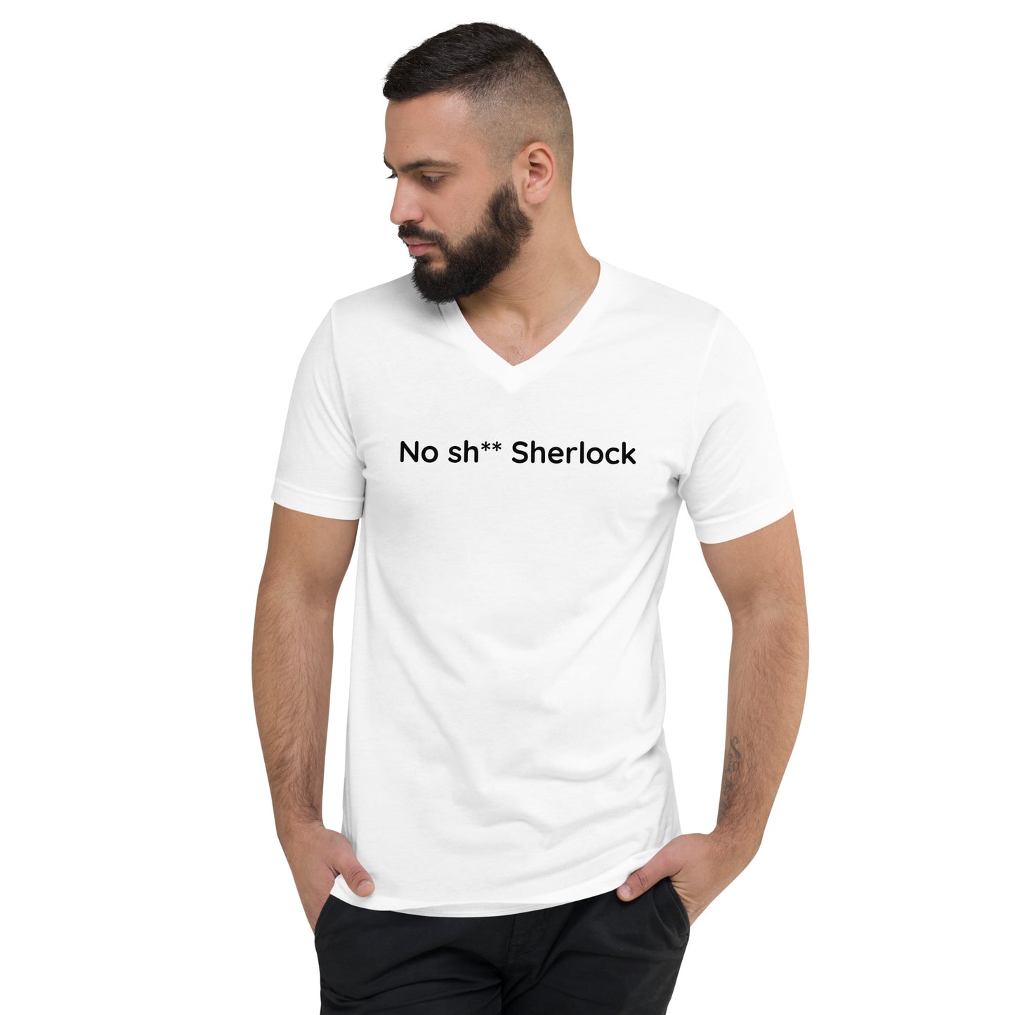 No sh** Sherlock - Black Text - Mens V-Neck T-Shirt