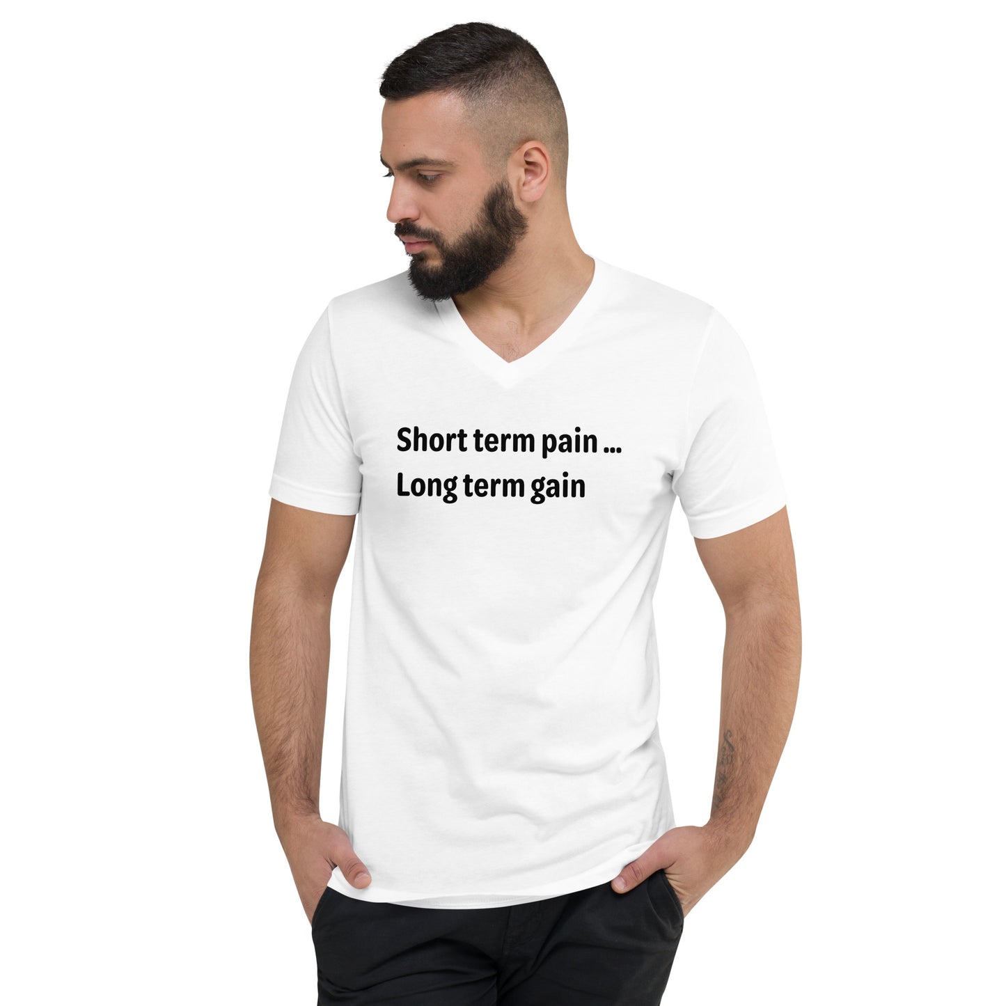 Short Term Pain - Black Text - Mens V-Neck T-Shirt