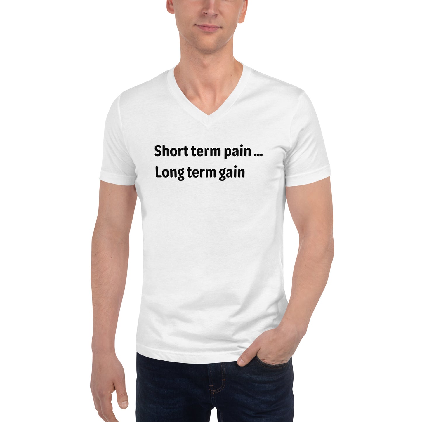 Short Term Pain - Black Text - Mens V-Neck T-Shirt