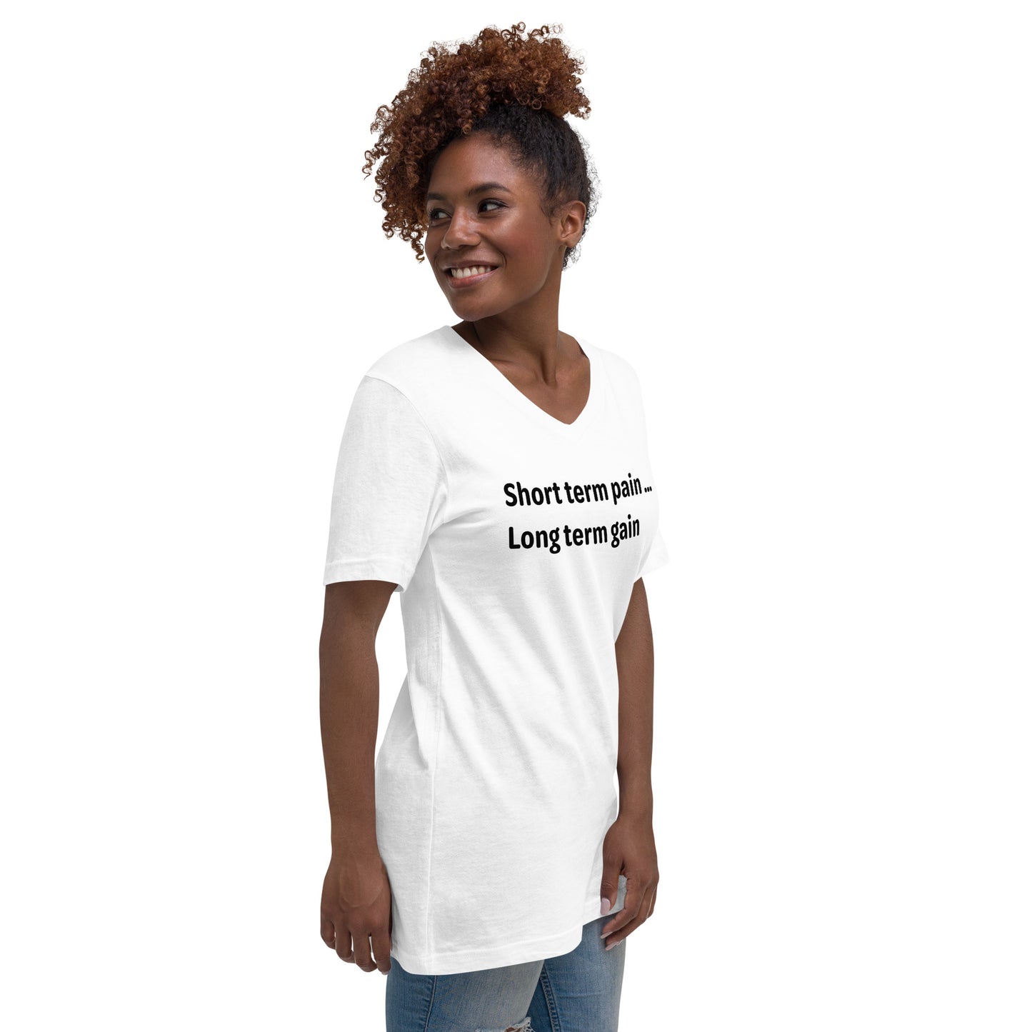 Short Term Pain - Black Text - Womens V-Neck T-Shirt