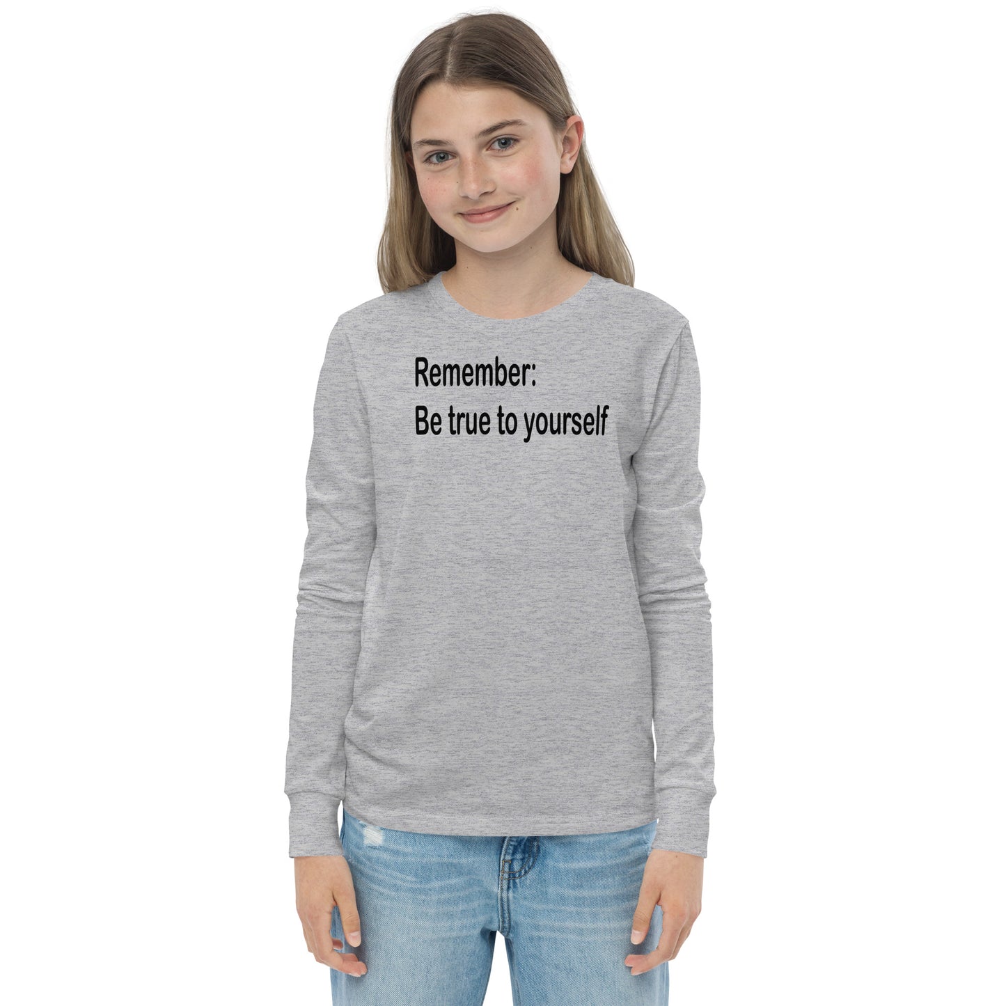 Be true to yourself - Black Text - Youth long sleeve tee