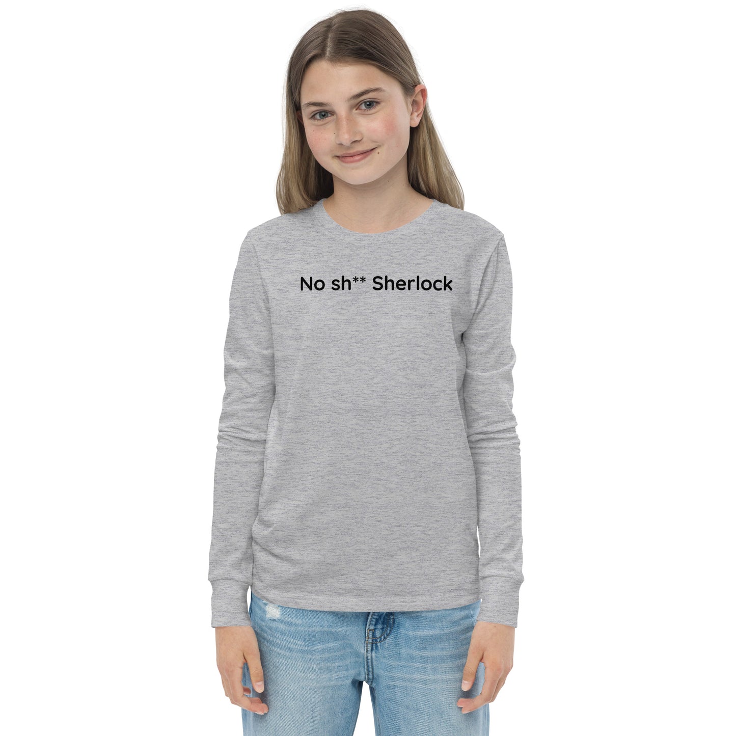 No sh** Sherlock - Black Text - Youth long sleeve tee