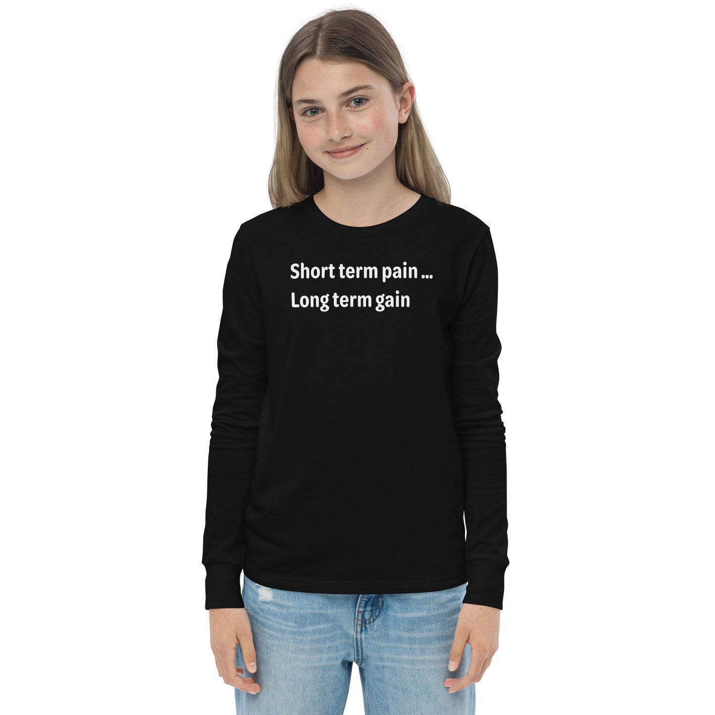 Short Term Pain - White Text - Youth long sleeve tee