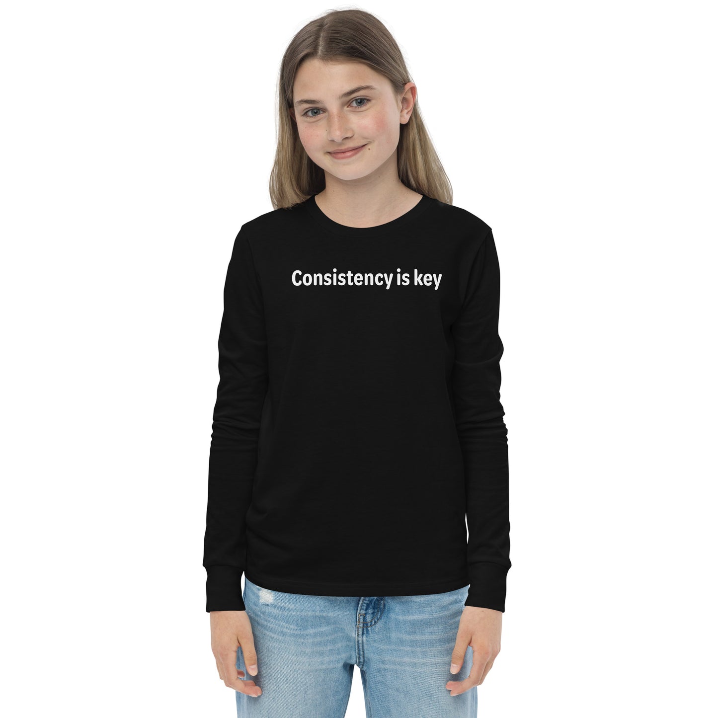 Consistency is key - White text - Youth long sleeve tee