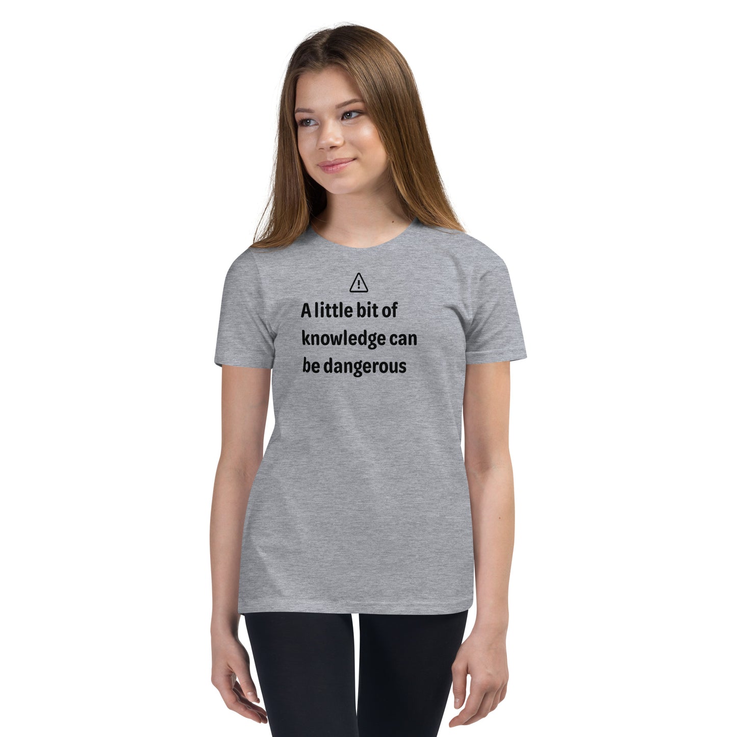 Dangerous level of knowledge - Black Text - Youth Short Sleeve T-Shirt