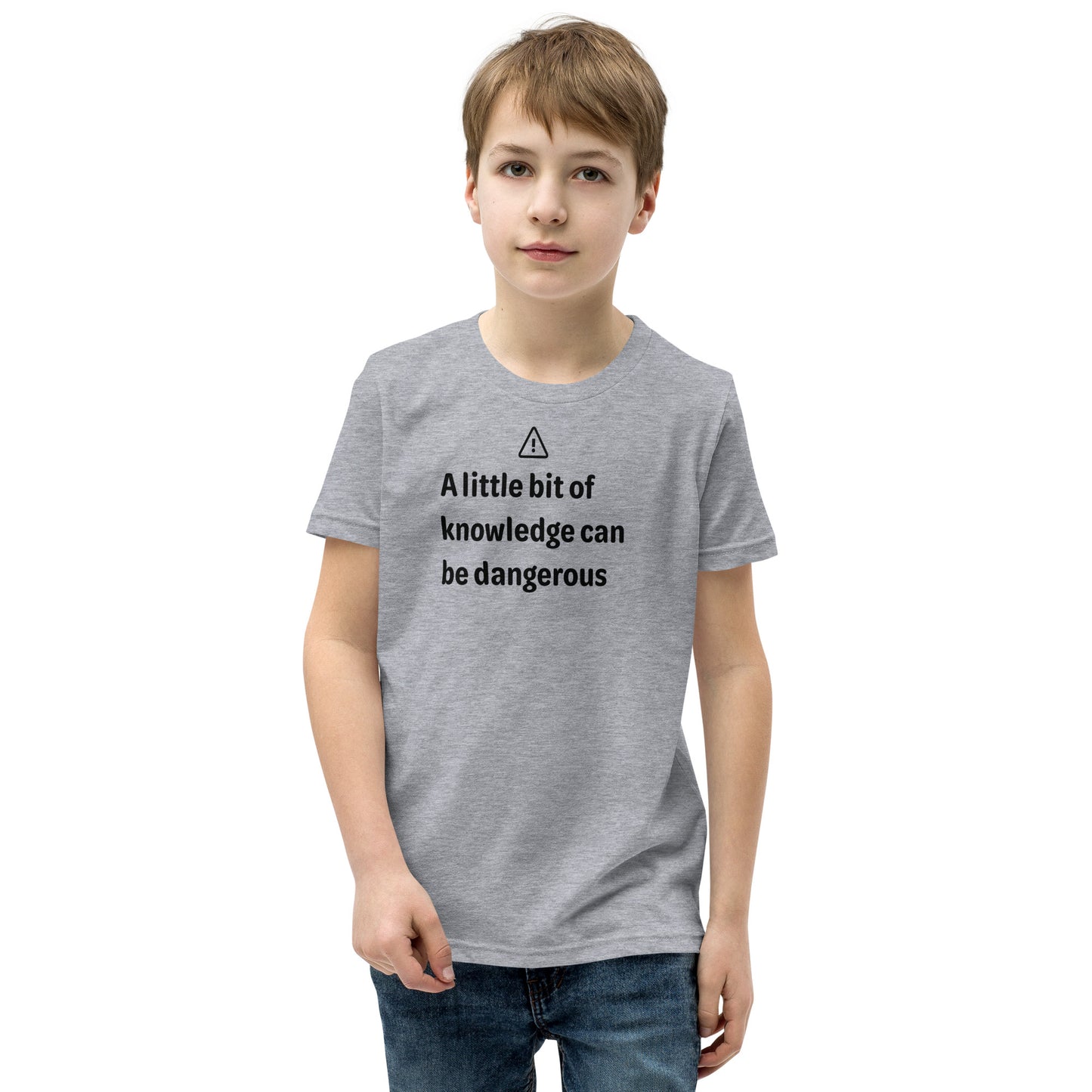 Dangerous level of knowledge - Black Text - Youth Short Sleeve T-Shirt