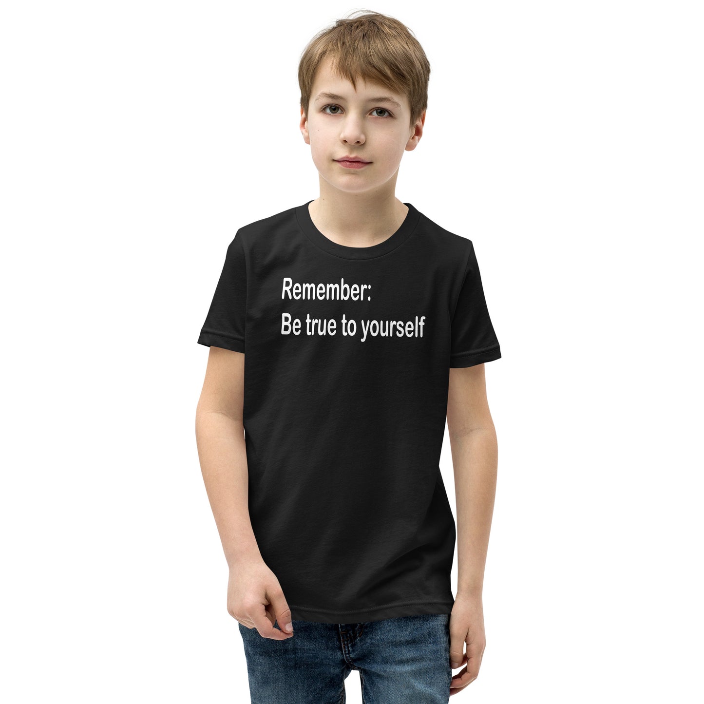 Be true to yourself - White Text - Youth Short Sleeve T-Shirt