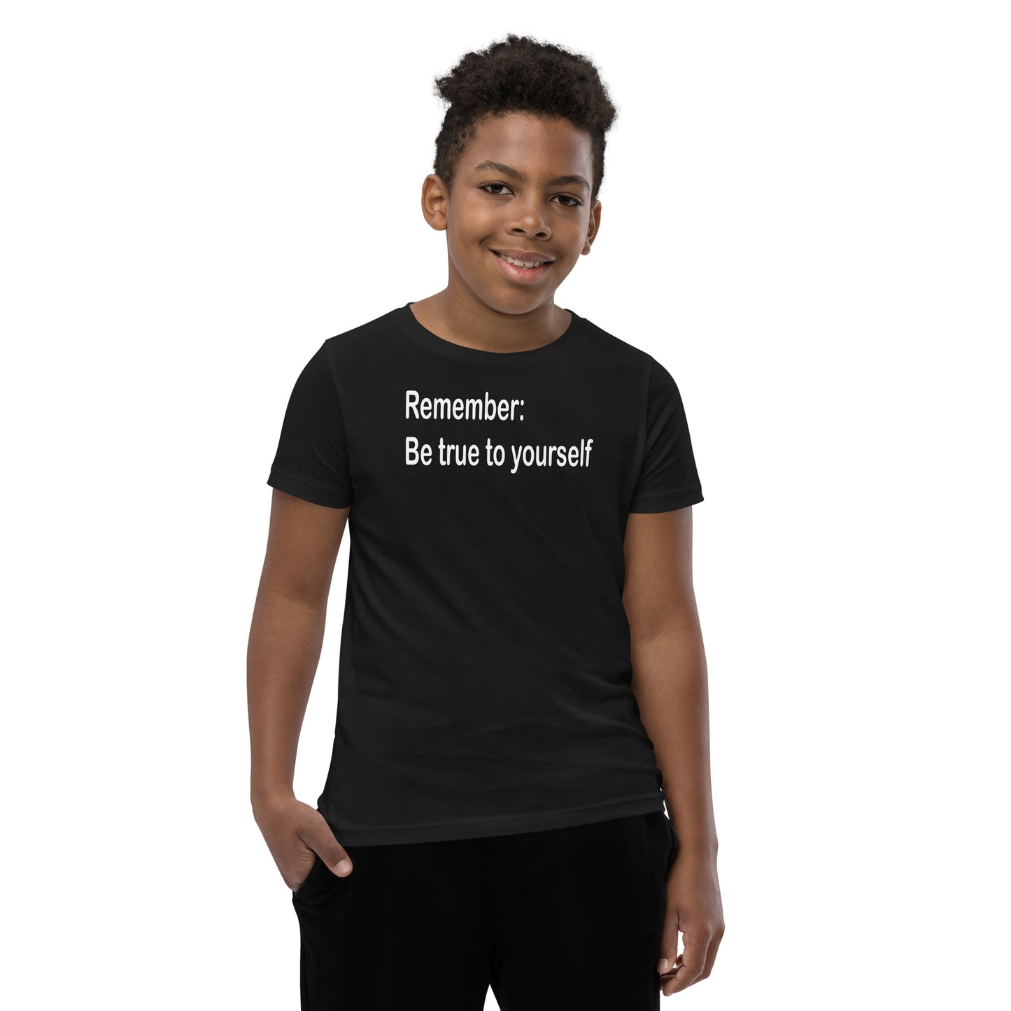 Be true to yourself - White Text - Youth Short Sleeve T-Shirt