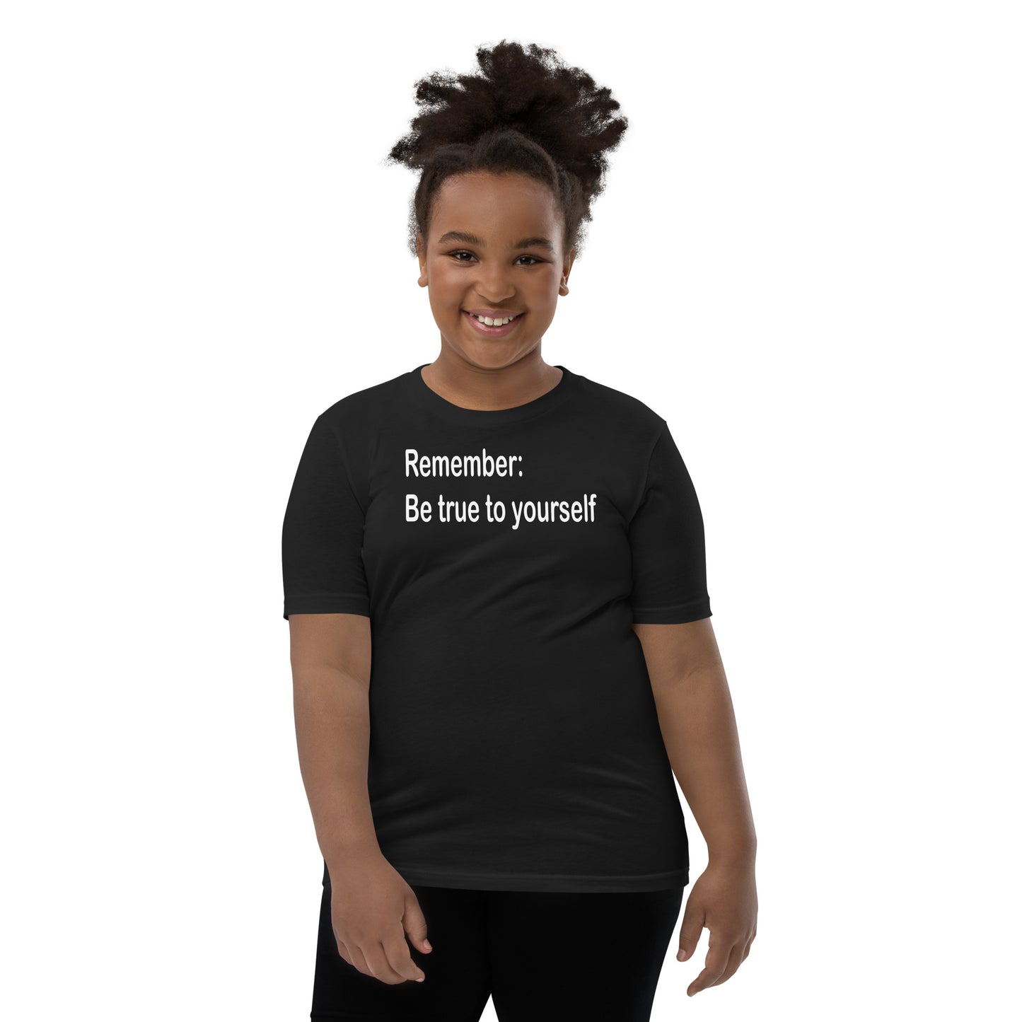 Be true to yourself - White Text - Youth Short Sleeve T-Shirt