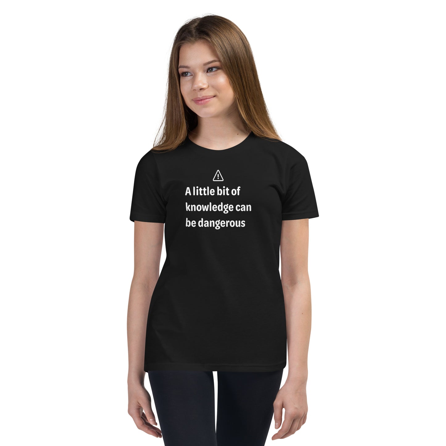 Dangerous level of knowledge - White Text - Youth Short Sleeve T-Shirt